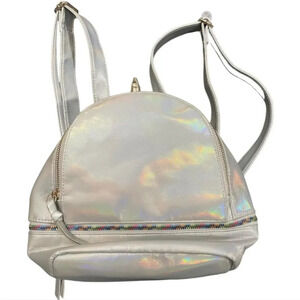 UNDER ONE SKY metallic silver holographic unicorn backpack carryall